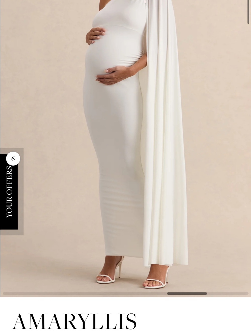 Club L London Cream One-Shoulder Maternity Maxi Skirt